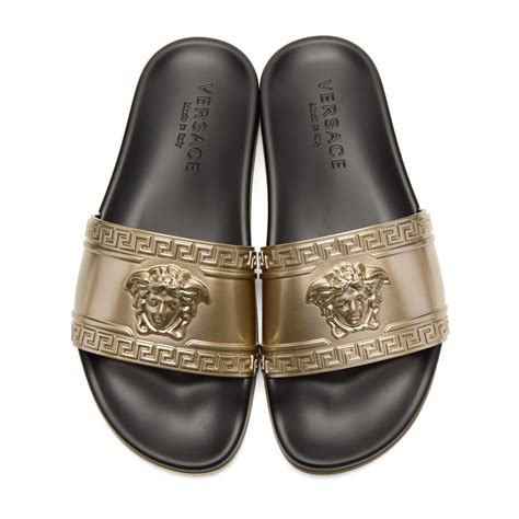 versace jeans sliders gold|Versace slides for sale.